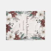 Aangepaste rode en witte aquarel bloemenkerst fleece deken (Voorkant (Horizontaal))