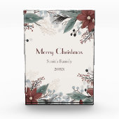 Aangepaste rode en witte aquarel bloemenkerst fotoblokken (Voorkant)