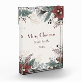 Aangepaste rode en witte aquarel bloemenkerst fotoblokken (Links)