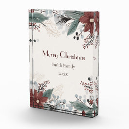 Aangepaste rode en witte aquarel bloemenkerst fotoblokken