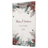 Aangepaste rode en witte aquarel bloemenkerst klembord (Links)