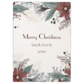 Aangepaste rode en witte aquarel bloemenkerst klembord (Achterkant)