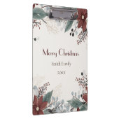 Aangepaste rode en witte aquarel bloemenkerst klembord (Rechts)