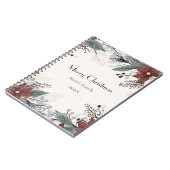 Aangepaste rode en witte aquarel bloemenkerst notitieboek (Linkerzijde)