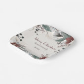 Aangepaste rode en witte aquarel bloemenkerst papieren bordje (Gebogen)