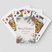 Aangepaste rode en witte aquarel bloemenkerst pokerkaarten (Achterkant)