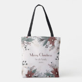 Aangepaste rode en witte aquarel bloemenkerst tote bag (Achterkant)
