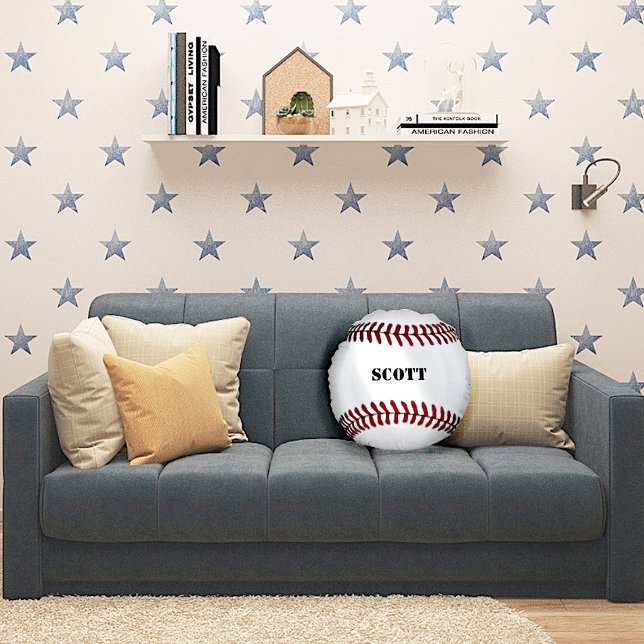 Aangepaste rode en witte Baseball Pillow Rond Kussen (Creator heeft geüpload)