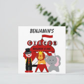 Aangepaste rode en witte Circus Verjaardag uitnodi Kaart (Staand voorkant)