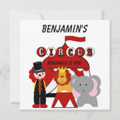 Aangepaste rode en witte Circus Verjaardag uitnodi Kaart (Voorkant)