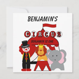 Aangepaste rode en witte Circus Verjaardag uitnodi Kaart