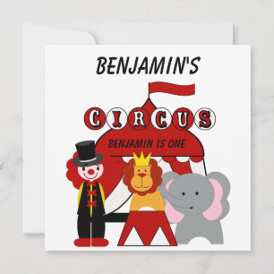 Aangepaste rode en witte Circus Verjaardag uitnodi Kaart