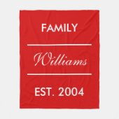 Aangepaste rode en witte familienaam fleece deken (Voorkant)