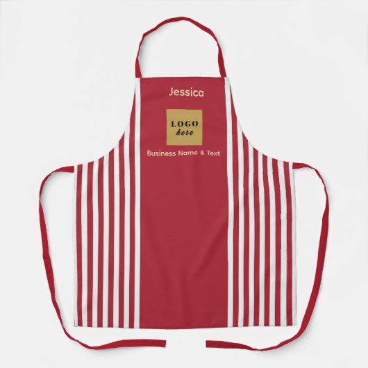 Aangepaste rode en witte streep schort (Voorkant)