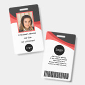 aangepaste rode en zwarte bedrijfspersoneel Foto,  Badge (Voor- en achterkant)