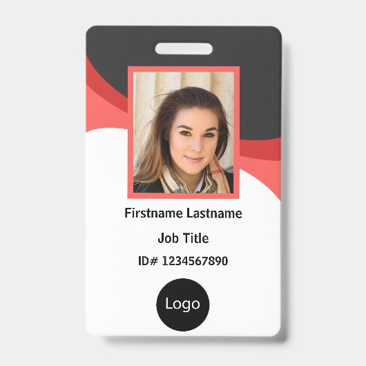 aangepaste rode en zwarte bedrijfspersoneel Foto,  Badge (Voorzijde)