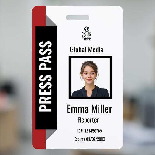 Aangepaste rode en zwarte mediabon | Pers-ID  Badge