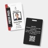Aangepaste rode en zwarte mediabon | Pers-ID  Badge (Voor- en achterkant)