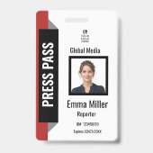 Aangepaste rode en zwarte mediabon | Pers-ID  Badge (Voorzijde)