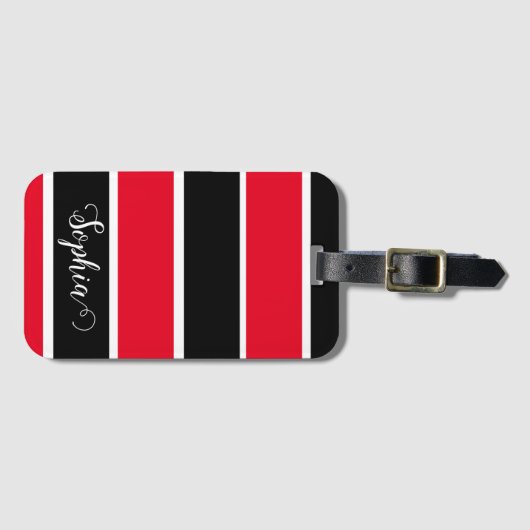 Aangepaste rode en zwarte naamstrepen bagagelabel (Voorkant (horizontaal))