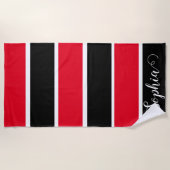 Aangepaste rode en zwarte naamstrepen strandlaken (Voorkant)