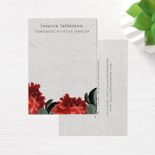 Aangepaste rode Floral die juwelen verdient Visitekaartje (Bureau)