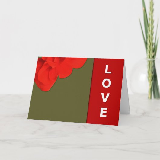 Aangepaste rode geranium bloem, Liefde Rood en Gro Kaart (Voorkant)