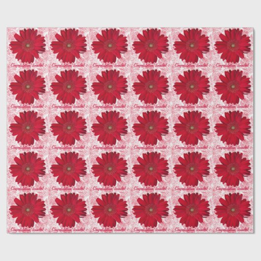 Aangepaste Rode Gerber Daisy-foto Cadeaupapier (Vlak)