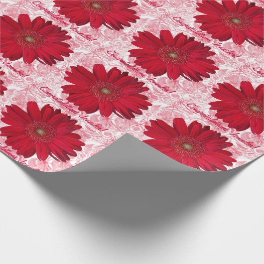 Aangepaste Rode Gerber Daisy-foto Cadeaupapier (Hoek)