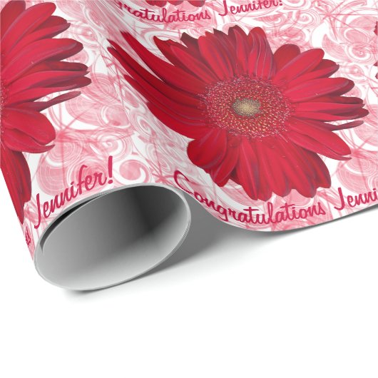 Aangepaste Rode Gerber Daisy-foto Cadeaupapier (Rol Hoek)