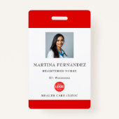 Aangepaste Rode Geregistreerde Verpleegkundige Med Badge (Voorkant)