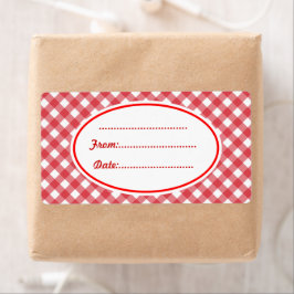 Aangepaste rode gingham keuken cadeau etiketten la