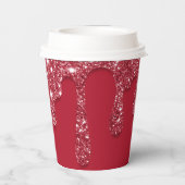 Aangepaste rode Glitter Drip Naam Papieren Bekers (Achterkant)