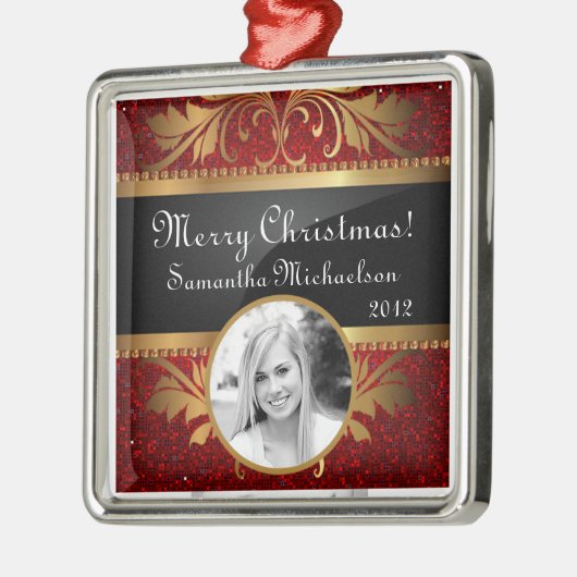 Aangepaste rode glitter-reeks voor sierdoeleinden metalen ornament (Links)