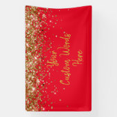 Aangepaste rode & gouden verjaardagsfeestje fotoho spandoek (Verticaal)