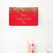 Aangepaste rode & gouden verjaardagsfeestje fotoho spandoek (Insitu)