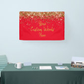 Aangepaste rode & gouden verjaardagsfeestje fotoho spandoek (Beurs)