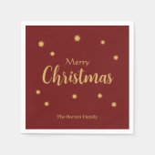 Aangepaste Rode & Gouden Vrolijk Kerstmis Servet (Voorkant)