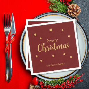 Aangepaste Rode & Gouden Vrolijk Kerstmis  Servet
