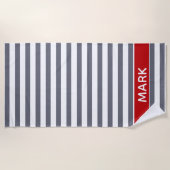 Aangepaste rode grijs en witte kajaanstreep strandlaken (Voorkant)