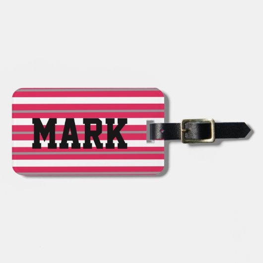 Aangepaste rode, grijze strepjes bagagelabel (Voorkant horizontaal)