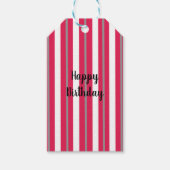 Aangepaste rode, grijze strepjes cadeaulabel (Voorkant)