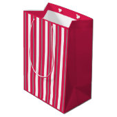 Aangepaste rode, grijze strepjes medium cadeauzakje (Achterkant Gekanteld)