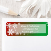 Aangepaste rode, groene kerstsnowflake retourlabel etiket (Insitu)