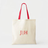 Aangepaste Rode Handgreep Preppy Rode Monogram Can Tote Bag (Voorkant)