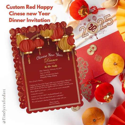 Aangepaste rode Happy Chinese Nieuwjaar wenskaart Kaart