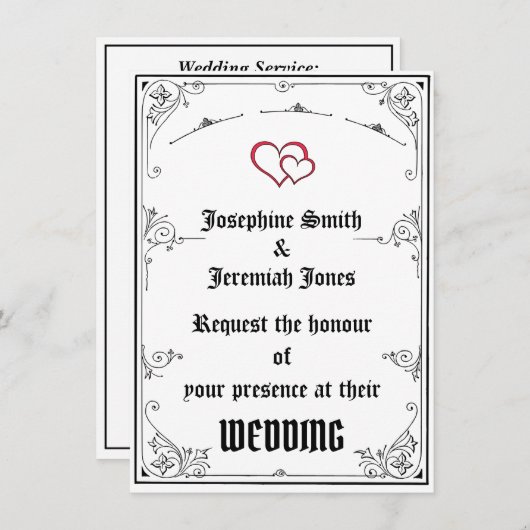 Aangepaste Rode Hart Bruiloft E Kaart Invitation (Voorkant / Achterkant)