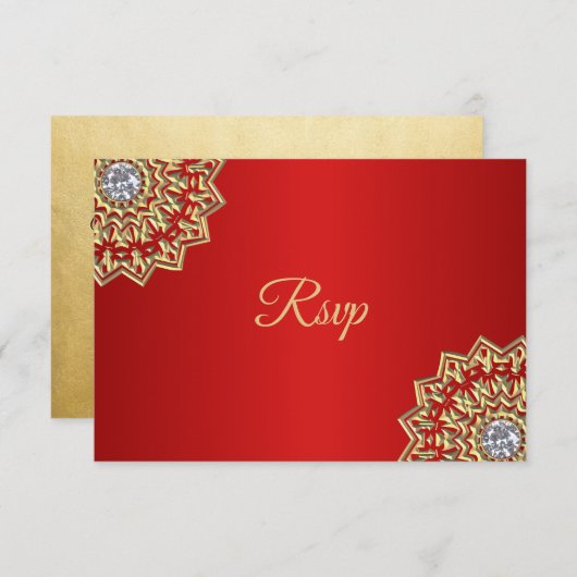 Aangepaste rode Indiase Mandala RSVP-huwelijk in g Kaart (Voorkant / Achterkant)