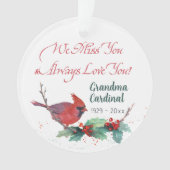 Aangepaste Rode Kardinaal Memorial Keepsake Ornament (voorkant)