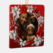 Aangepaste rode kerst foto keramisch ornament (Rechts)